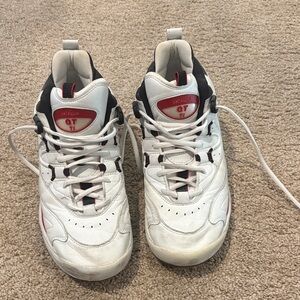 Men's Ektelon QT Scream Indoor White, Black, and Red Athletic Shoes